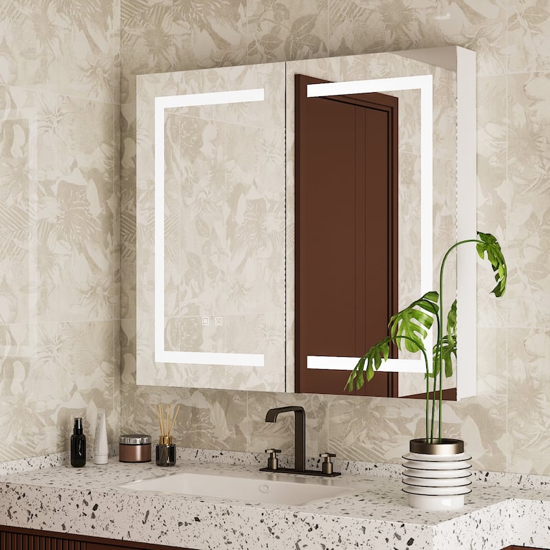Lighted Medicine Cabinet with Mirror 35.4/47.2 Inch Bathroom Cabinet