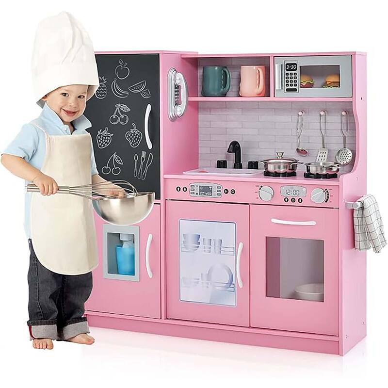 Kid's Pretend Play Kitchen Toddler Playset w/ Blackboard