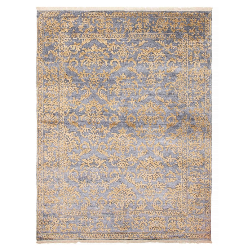 ECARPETGALLERY Hand-knotted Heritage Charcoal Silk Rug - 5'5 x 7'5 - Charcoal - 5'5 x 7'5
