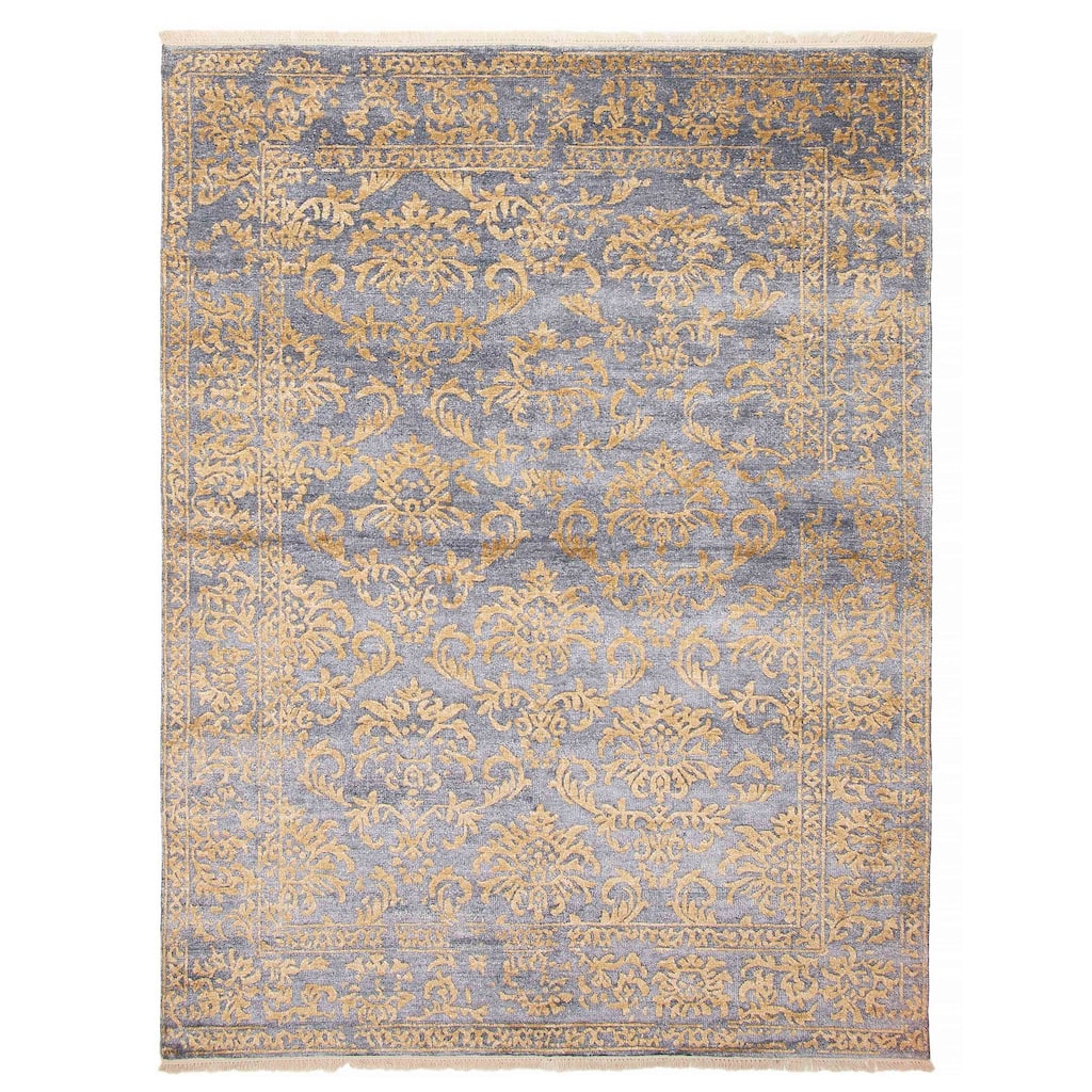 ECARPETGALLERY Hand-knotted Heritage Charcoal Silk Rug - 5'5 x 7'5