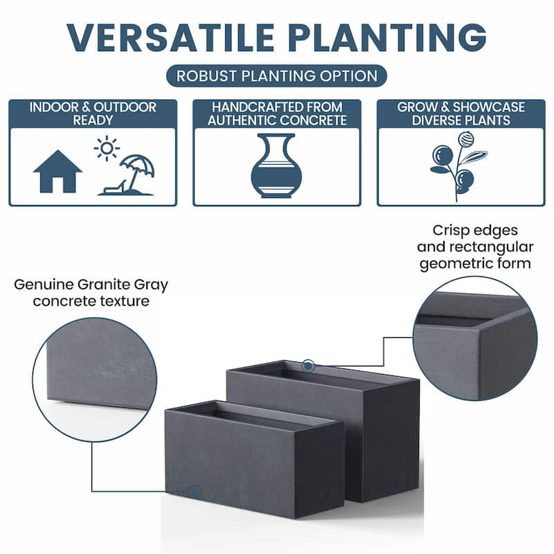 Tall Concrete Rectangle Plant Boxes / Large Indoor and Outdoor Flower Planters