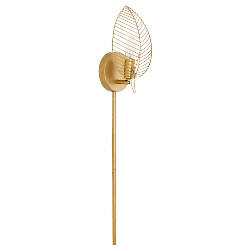 Jaida River of Goods Brushed Gold Metal Leaf Dome Shade Wall Sconce - 6" x 11.25" x 28.75"