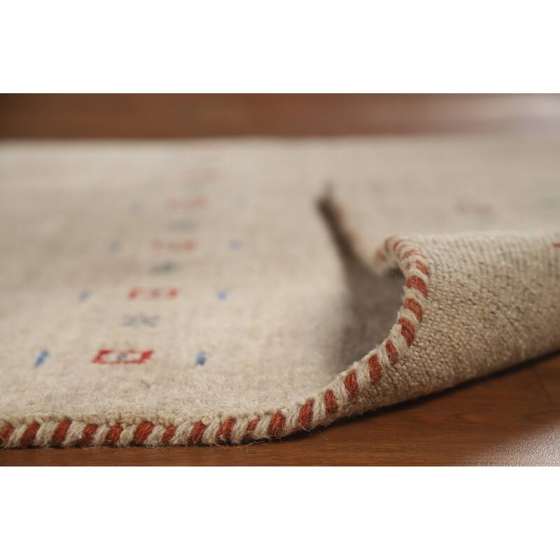 Hand Knotted Oriental 100% Wool Carpet Tribal Animal Pictorial Brown Gabbeh Area Rug - 4' 10'' X 3' 1''