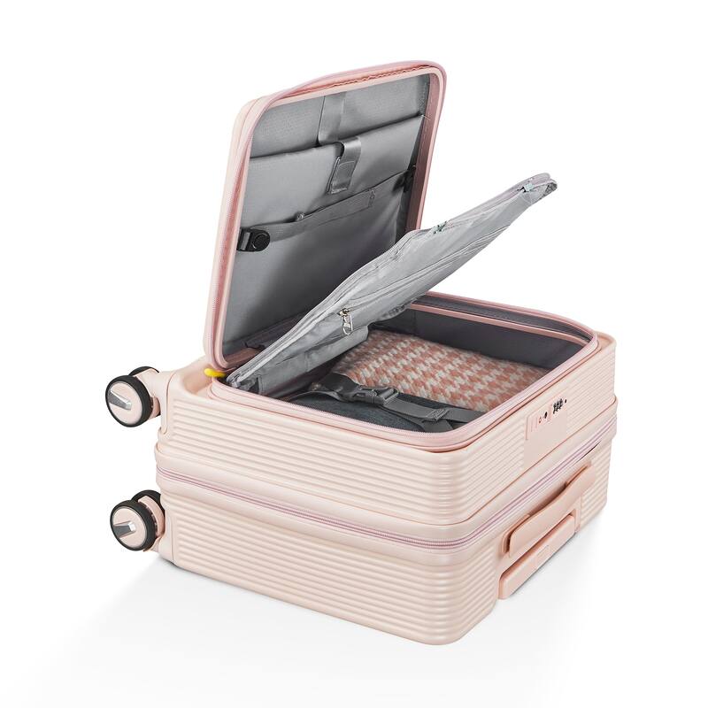 18" Carry On Luggage with Front Open Door &Laptop Interlayer, Hard Shell Suitcase Built-In TSA Luggage Lock