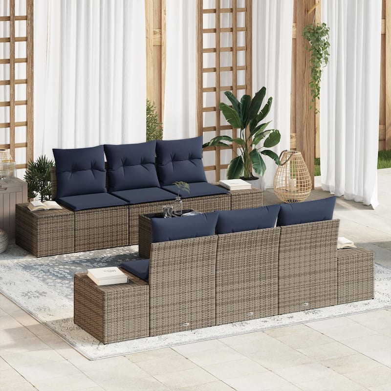 vidaXL 7 Piece Garden Sofa Set with Cushions - 94.1×24.4×27.2 - Grey