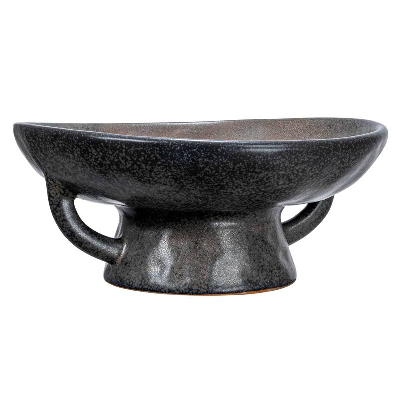 Stoneware Footed Pedestal Bowl with Handles