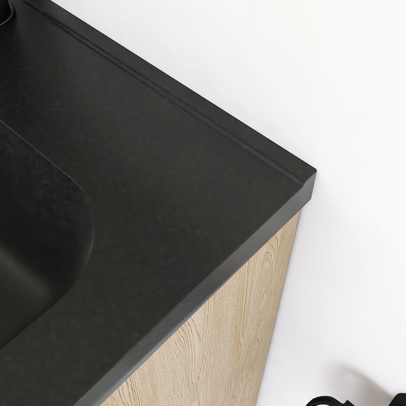 48'' Floating Bathroom Vanity in Evita Oak with Integrated Quartz Sand Top - 47.24'' x 18.90'' x 20.39''