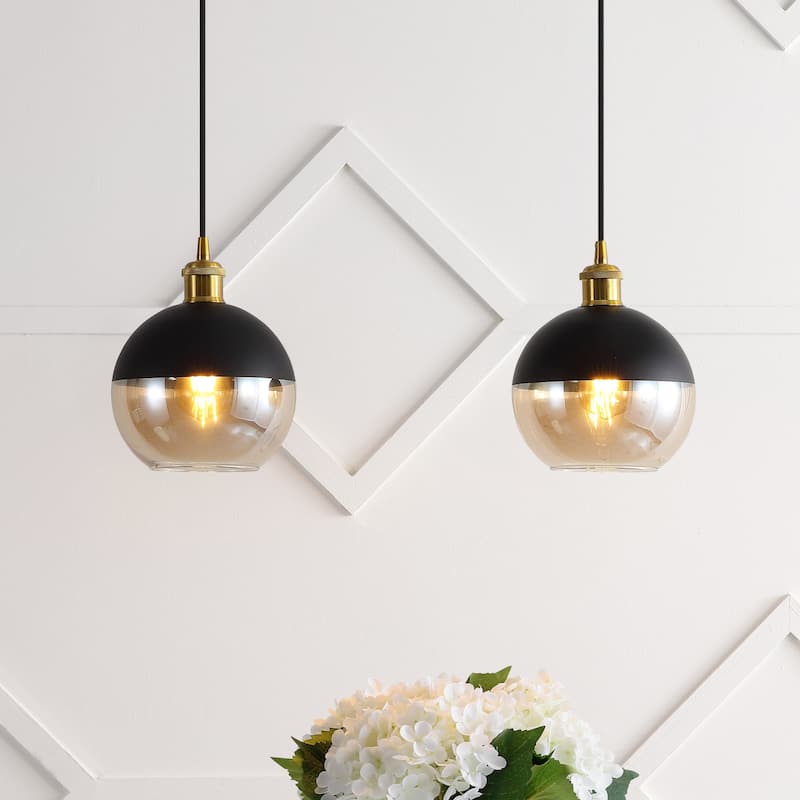 Goldwater 7.5" Adjustable Drop Globe Metal/Glass LED Pendant, by JONATHAN Y