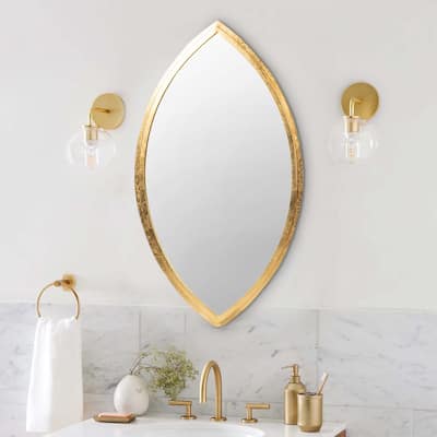 Oval Shape Metal Frame Wall Mirror, Gold