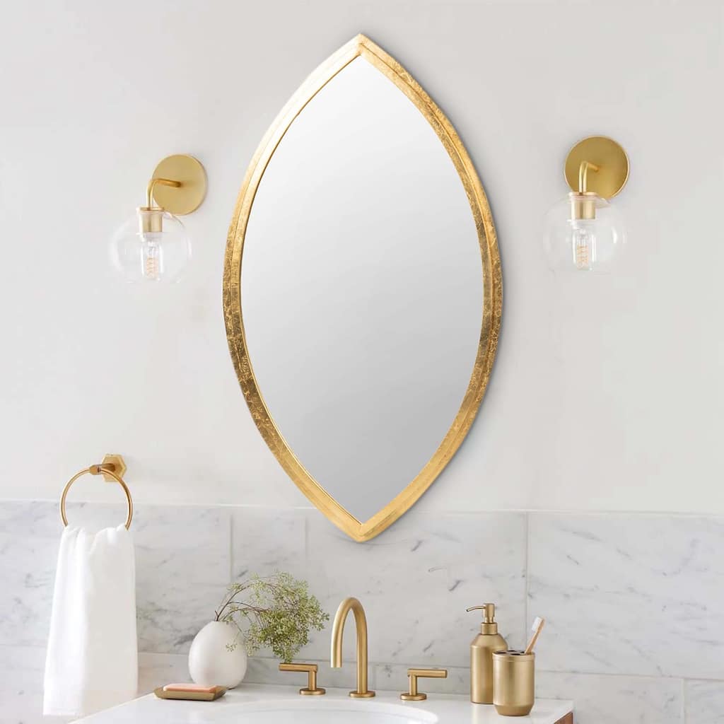 Oval Shape Metal Frame Wall Mirror, Gold