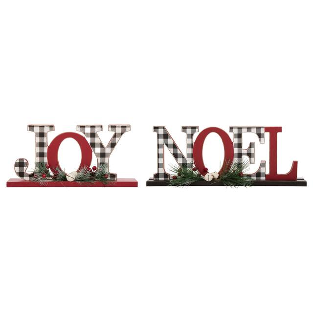 Glitzhome Christmas Wooden Word Table Decor - 2 PK "JOY"&"NOEL"
