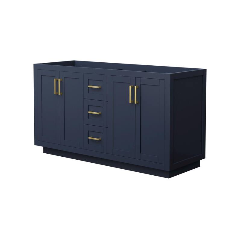 Wyndham Collection Miranda 60" Double Free Standing Vanity Cabinet - Dark Blue / Brushed Gold Hardware