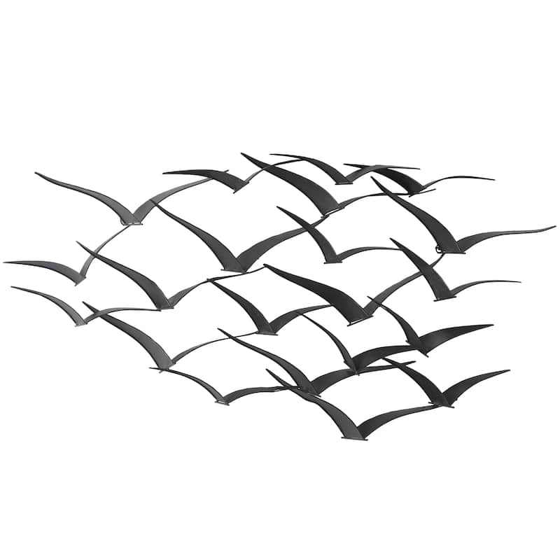 Metal Bird Sleek Flying Home Wall Decor - Gold, Black, Brown, Blue, Silver - Roche River Decor - Black - 47"W, 26"H