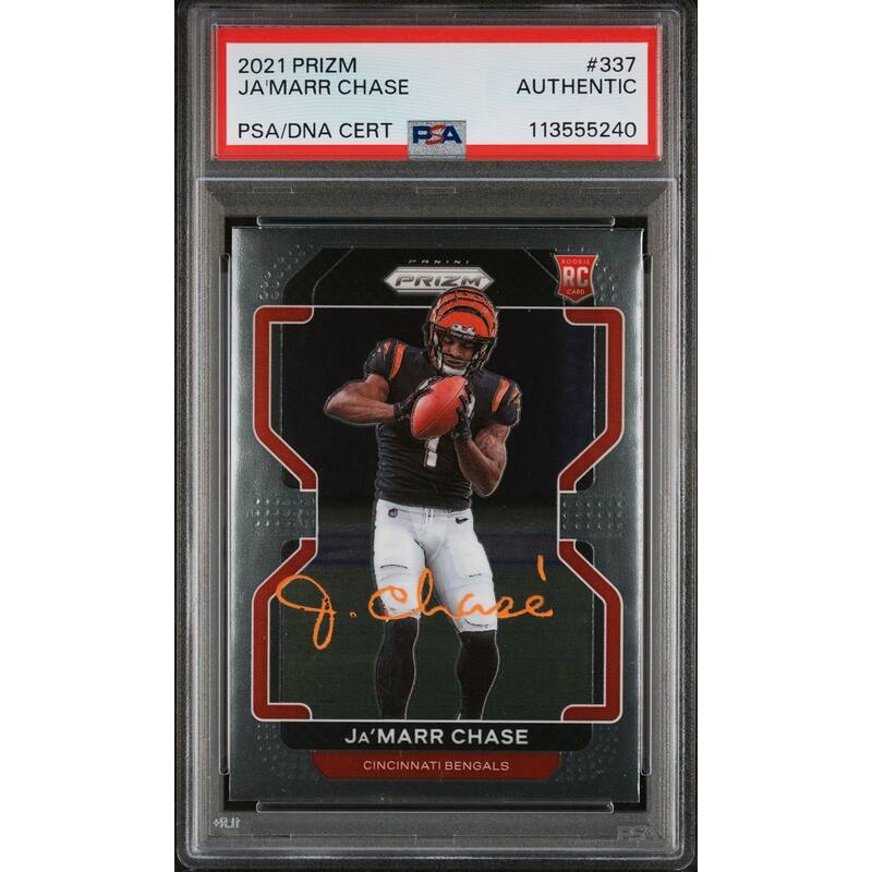 Ja'Marr Chase 2021 Panini Prizm Rookie Card #337 Auto Graded Authentic PSA 5240 - 8' x 11'