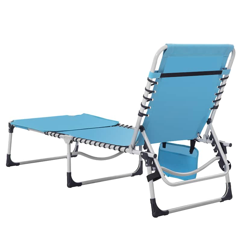 Outdoor Adjustable Lounge Chair Folding Tanning Chair with Pillow