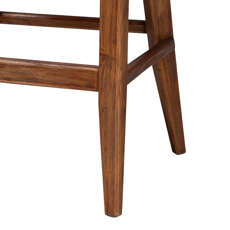 Ridley Seagrass Bar Stool with Mahogany Wood Frame - Coastal Seating with Woven Square Back and Cushioned Seat for Bar Island