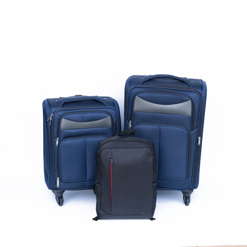 (20+24) Travel case two-piece suitcase set Oxford trolley case without password lock universal wheel + Oxford cloth backpack - Blue