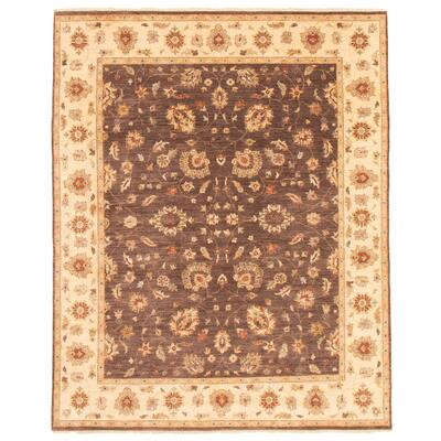 ECARPETGALLERY Hand-knotted Chobi Twisted Dark Brown Wool Rug - 8'1 x 10'1