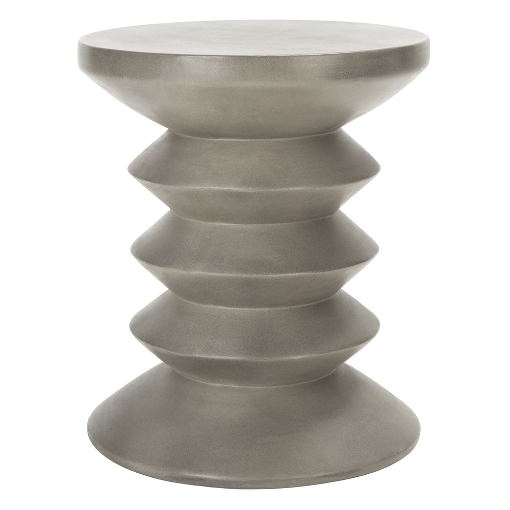 SAFAVIEH Outdoor Andrada Concrete Stool - 14.96" W x 14.96" L x 17.72" H - 15Wx15Dx18H