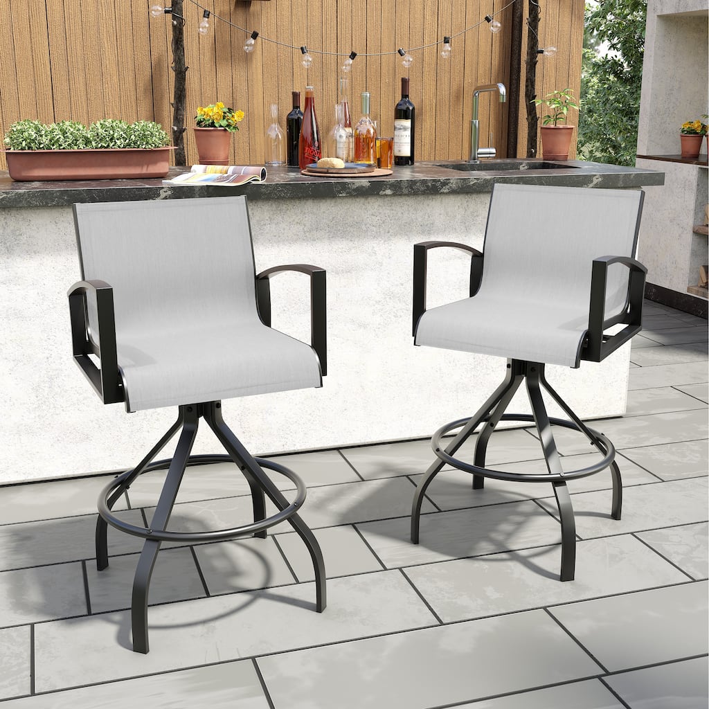 Outdoor Swivel Bar Stools Sunbrella Textilene Aluminum Patio Bar Chairs