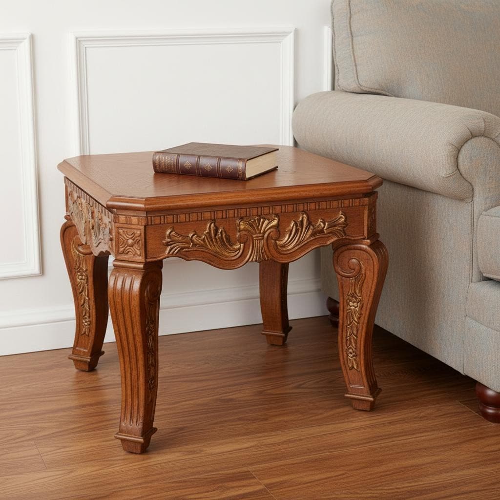 HomeRoots 23" Oak Wood Square End Table - 25.50 in. x 22.50 in. x 25.50 in.