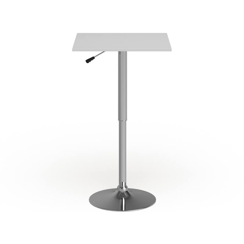 23.75" Square Adjustable White Wood Table (Adjustable Range 33" - 40.5") - 23.75"W x 23.75"D x 33" - 40.5"H
