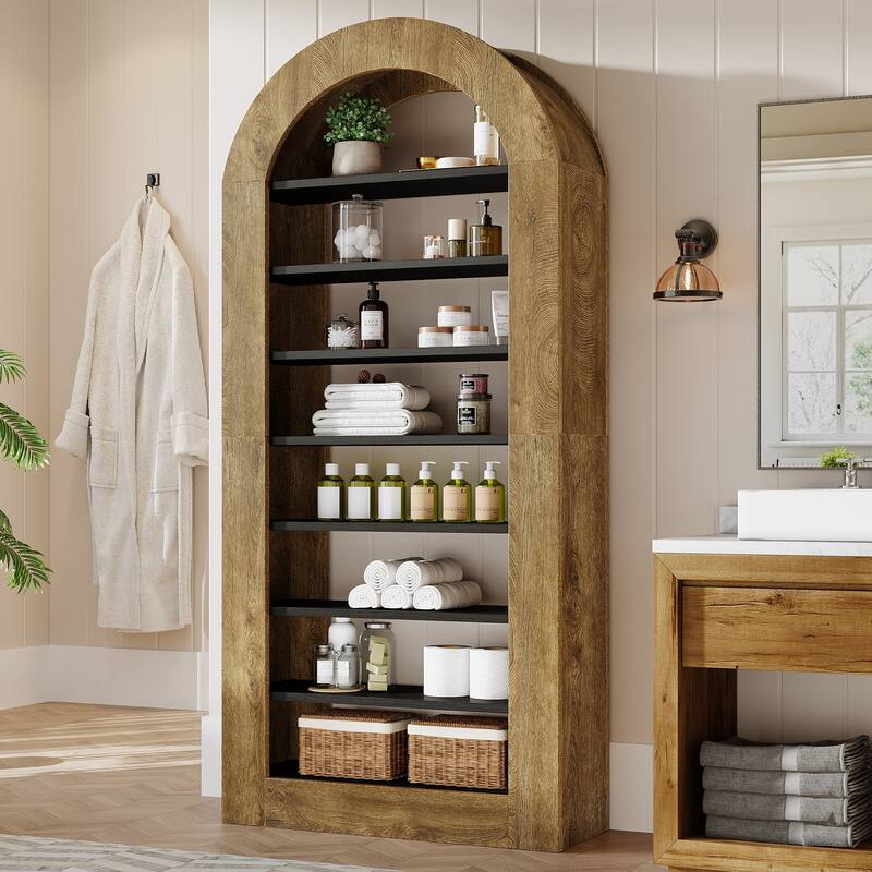 8-tier Arched Bookshelf, 70.9" Tall Bookcase with Storage