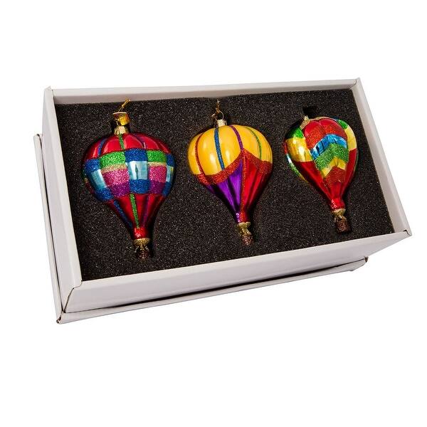 Shop Pack Of 3 Vibrantly Colored Air Balloon Glass Christmas