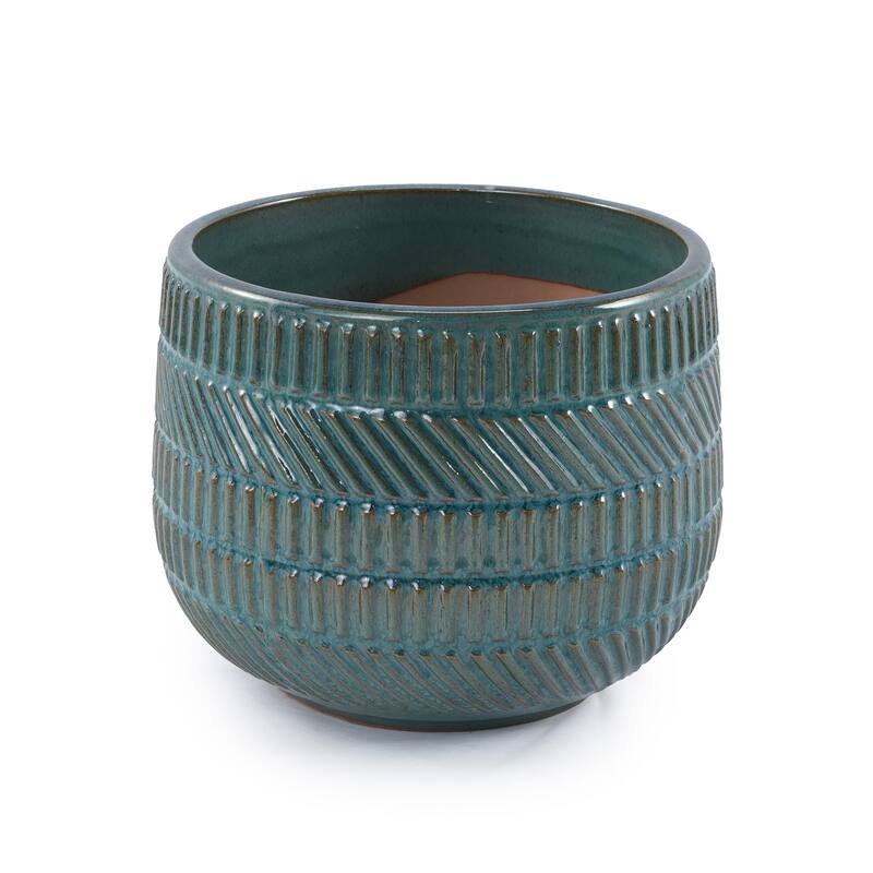 Ceramic Planters with Drainage Hole - Frost Proof Indoor Outdoor Flower Pots, for Patio Garden Windowsill, Set of 3