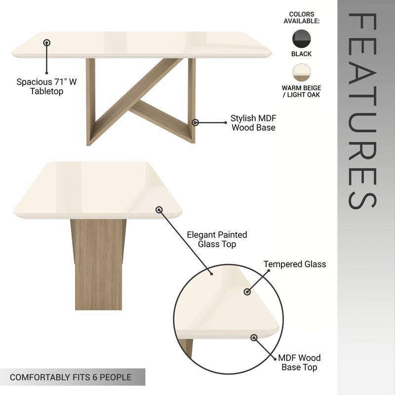6 Seater Italian-Style Dining Table, Natural and Oak