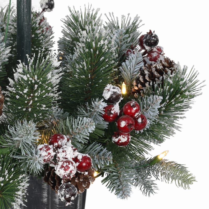 Puleo International 4 ft. Pre-Lit Artificial Pine Lamp Post - Green