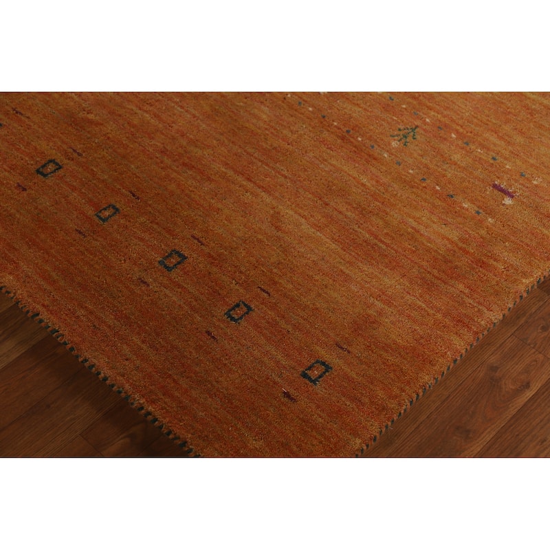 Hand Knotted Oriental 100% Wool Carpet Tribal Animal Pictorial Oranges & Rust Gabbeh Area Rug - 7' 8'' X 4' 10''