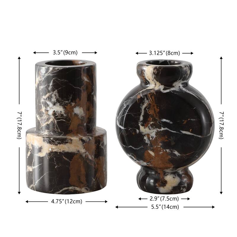 SAFAVIEH Home Reign 7-inch Black/White/Rust Marble Vase Set of 2