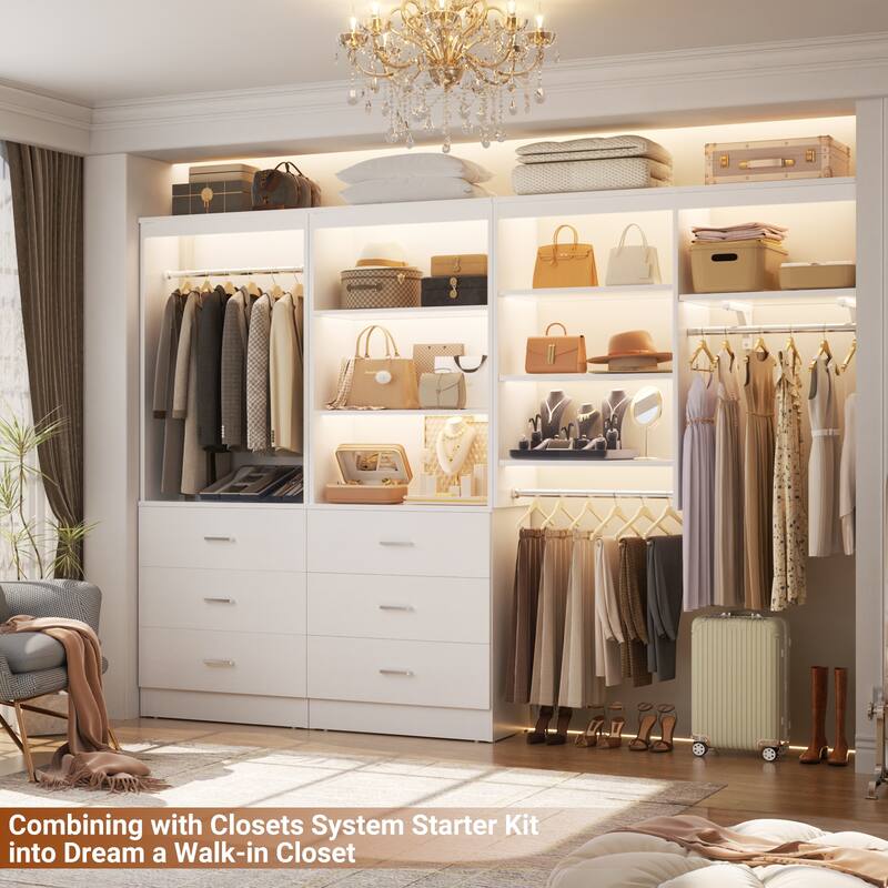 23.6" W Closet System with 3 Wooden Drawers and Storage Shelves, 2FT Sturdy Walk-in Organizer Storage Unit