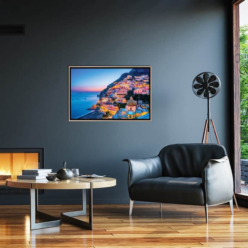 "Positano, Church Santa Maria Assunta Sunset " by Susanne Kremer Framed