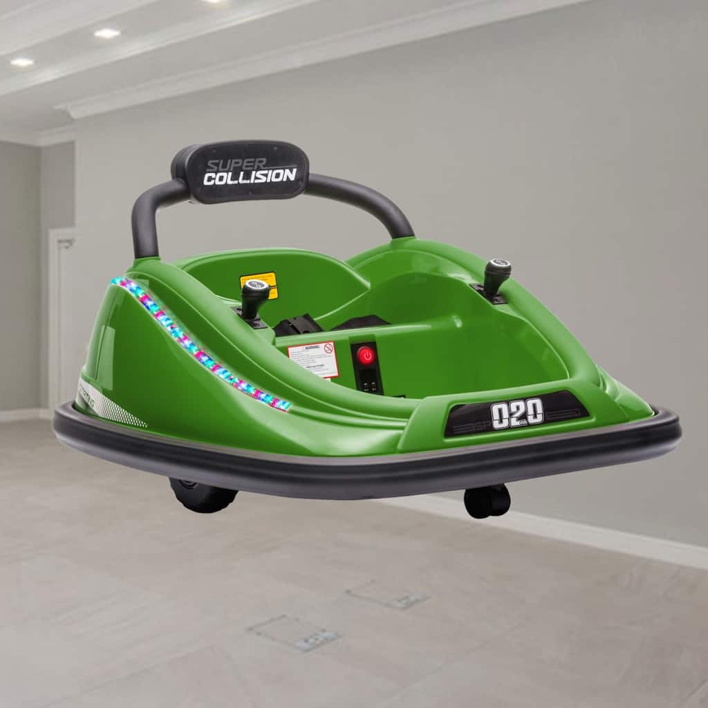12V Electric Toddler Bumper Car with Remote Control, 360掳 Rotation, LED Lights, Music, and Joystick for Fun