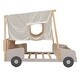 preview thumbnail 11 of 11, Wooden Full Size Car Bed with Pillow, Ceiling Cloth, LED Lights & Storage Rack, Natural