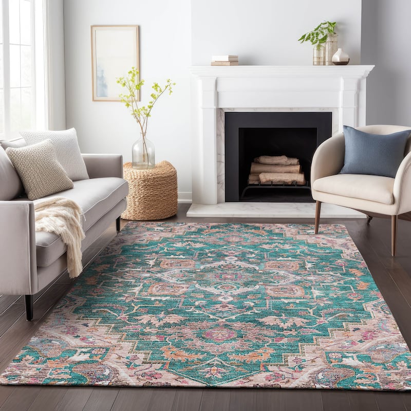 Machine Washable Indoor/ Outdoor Chantille Traditional Boho Rug