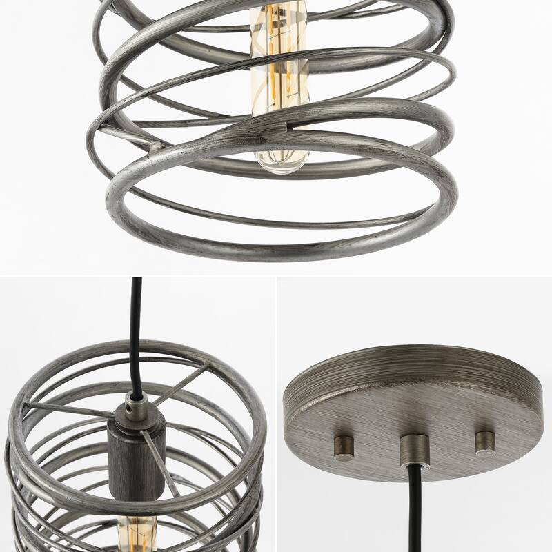 Skylar 7.25" 1-Light Modern Contemporary Iron Spiral LED Pendant, by JONATHAN Y