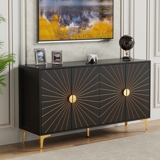 Sideboard Buffet Cabinet with Storage Four Door Adjustable Shelves Storage Cabinet Coffee Bar Cabinet