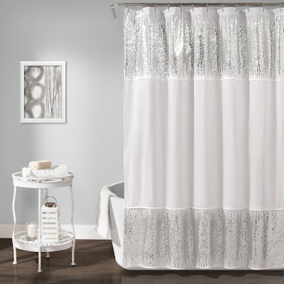 Lush Decor Polyester Shimmer Sequins Shower Curtain