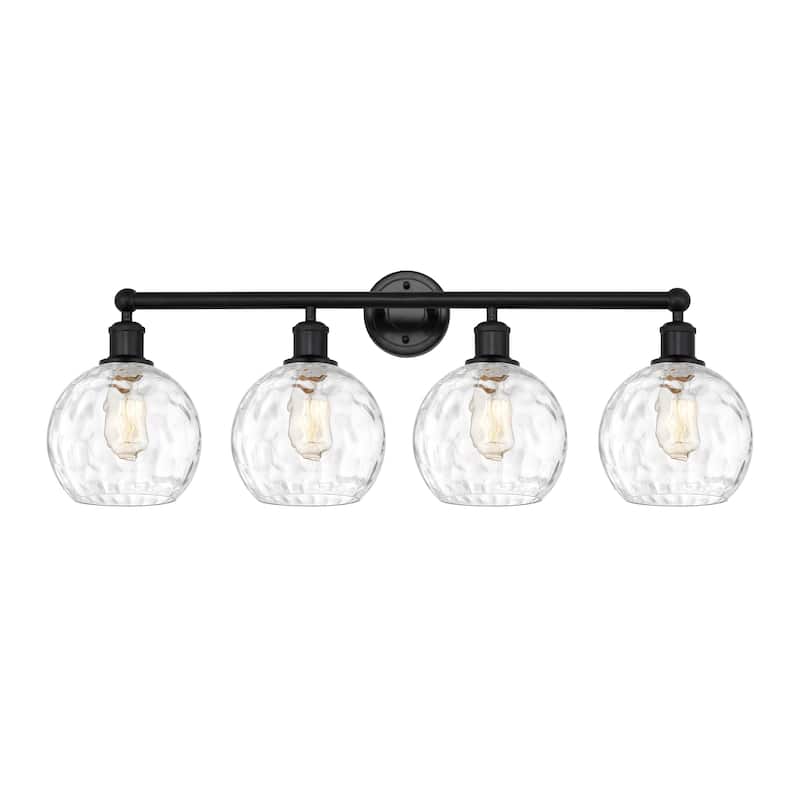 Innovations Lighting Athens Water Glass - 4 Light 35" Bath Vanity Light. - Clear/Matte Black