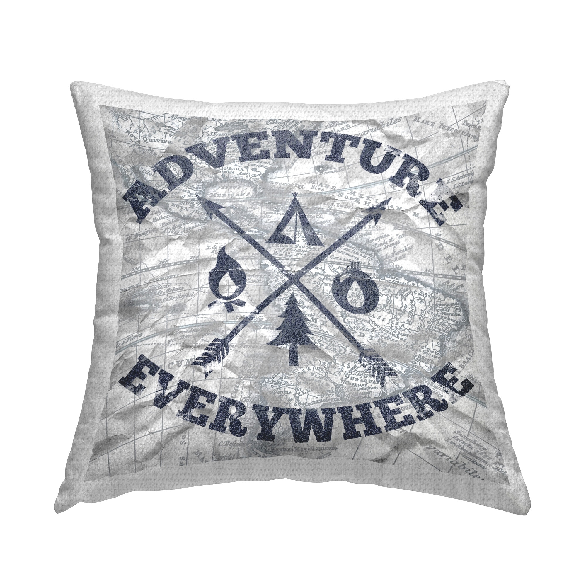 Stupell Adventure Everywhere Phrase Printed Outdoor Throw Pillow Design by Elizabeth Medley