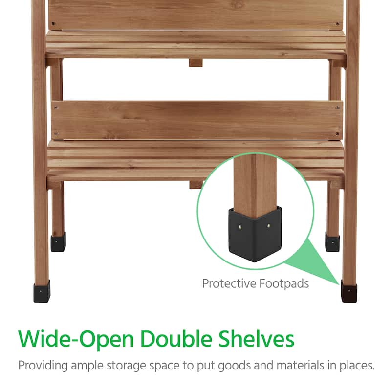 Yaheetech Outdoor Potting Bench Table Wooden Potting Station with Storage Shelf and Hook