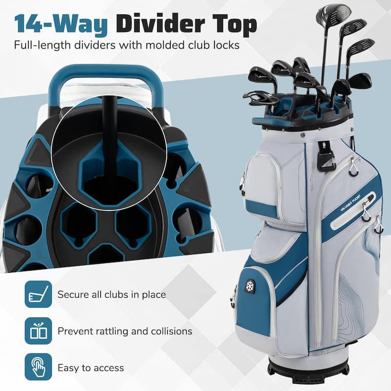 Gymax Golf Cart Bag Molded Lock Top Golf Bag w/14-Way Full Length