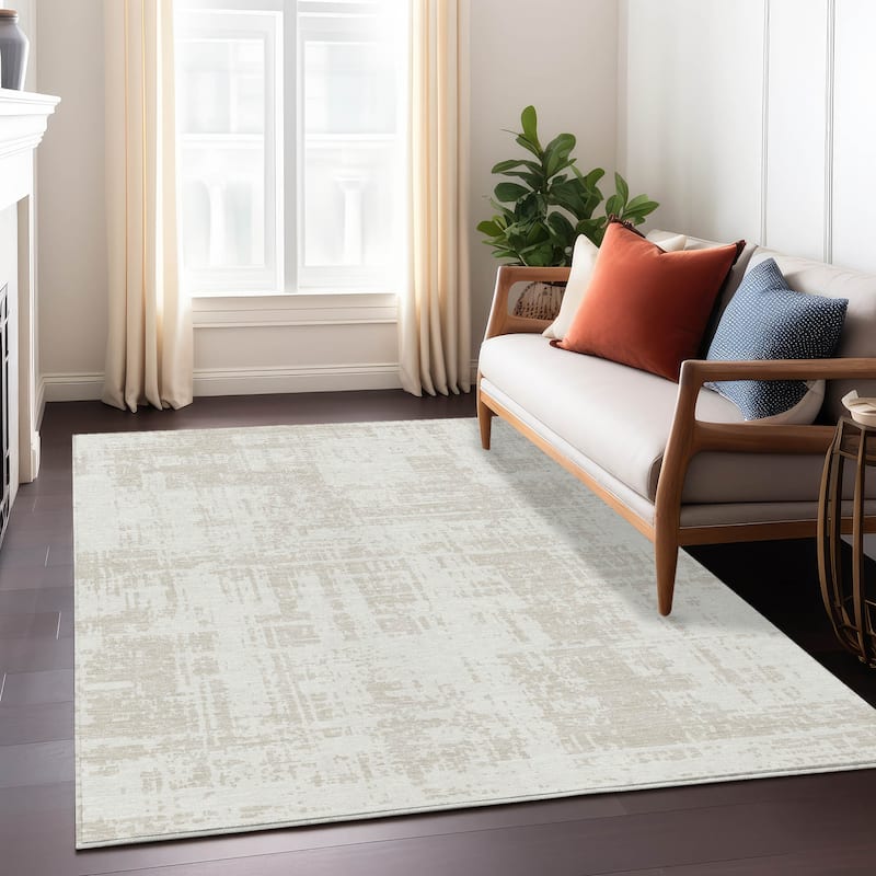 Machine Washable Indoor/ Outdoor Chantille Abstract Solid Rug
