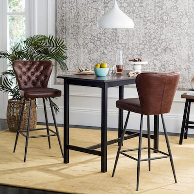 SAFAVIEH Liberty -30 Inch Burgundy Bar Stool (Set of 2) - 16.9" x 21.7" x 46.1" - 17Wx22Dx46H