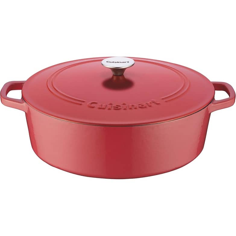 Cuisinart Chef's Classic 7-Quart, Enameled Cast Iron Oval Covered Casserole - Peony Pink