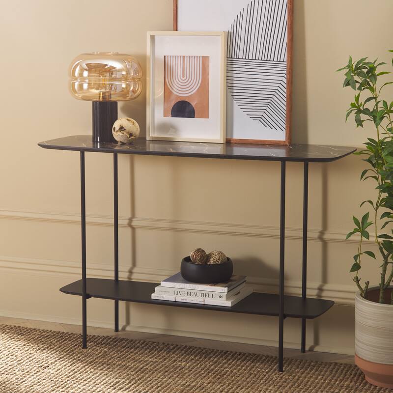 SAFAVIEH Bernadine Lower Shelf Console Table - 47.3 In. W x 15.8 In. D x 31.5 In. H - 47Wx16Dx32H