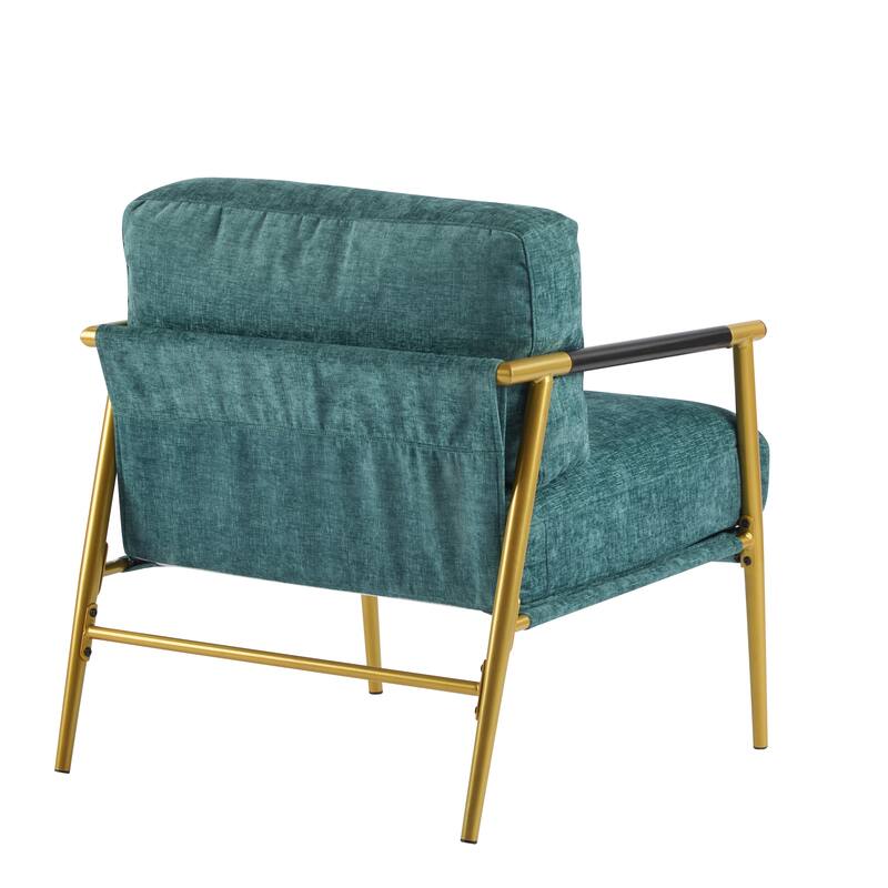 Accent Chair with Metal Frame & Wooden Armrests